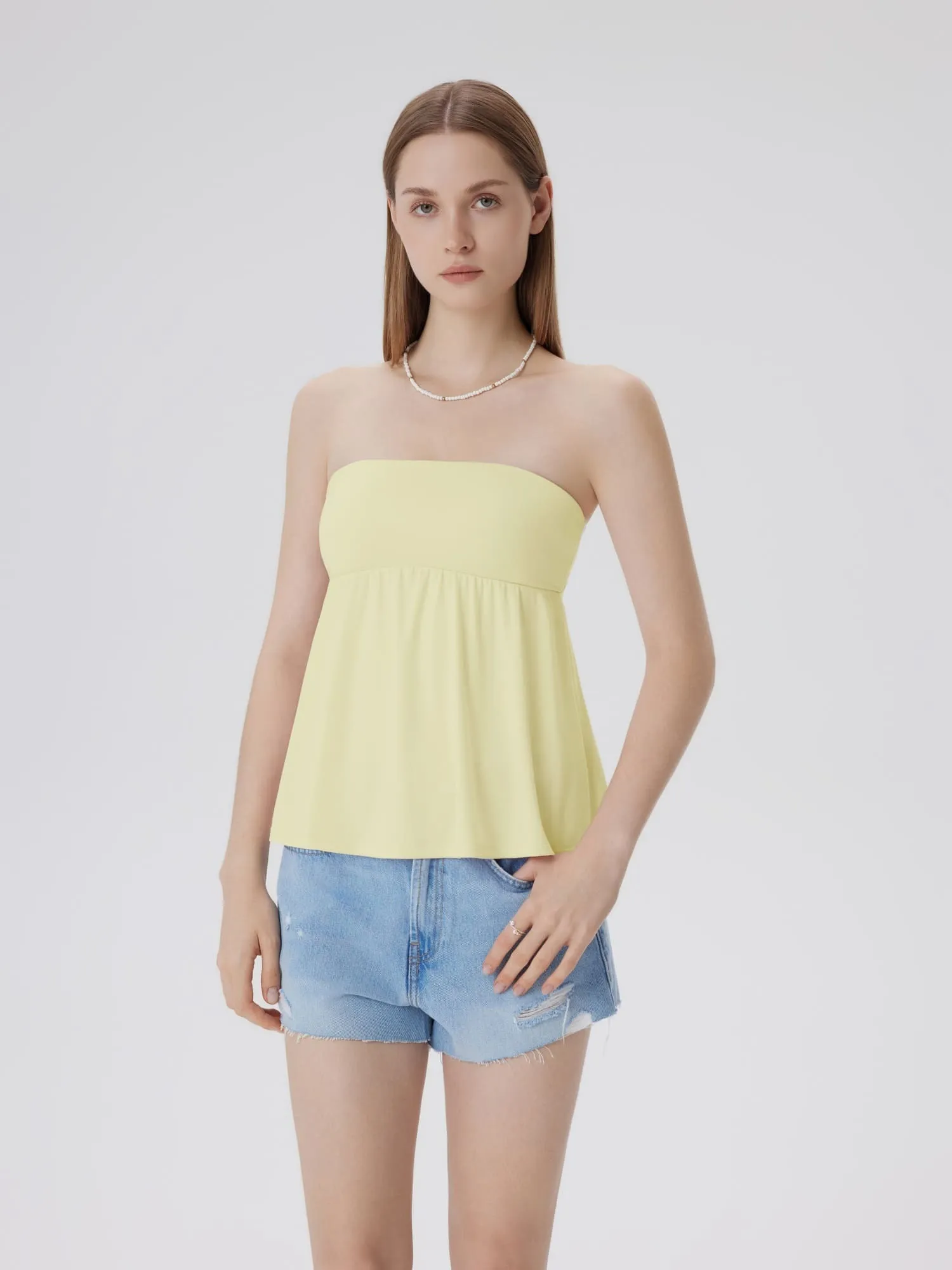 Babydoll Strapless Peplum Tank Tops - Image 31