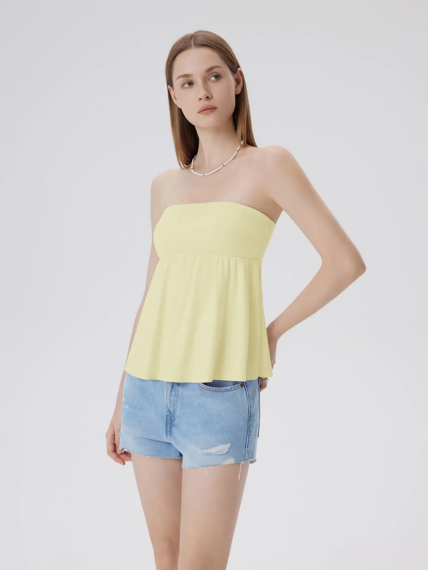 Babydoll Strapless Peplum Tank Tops - Image 32