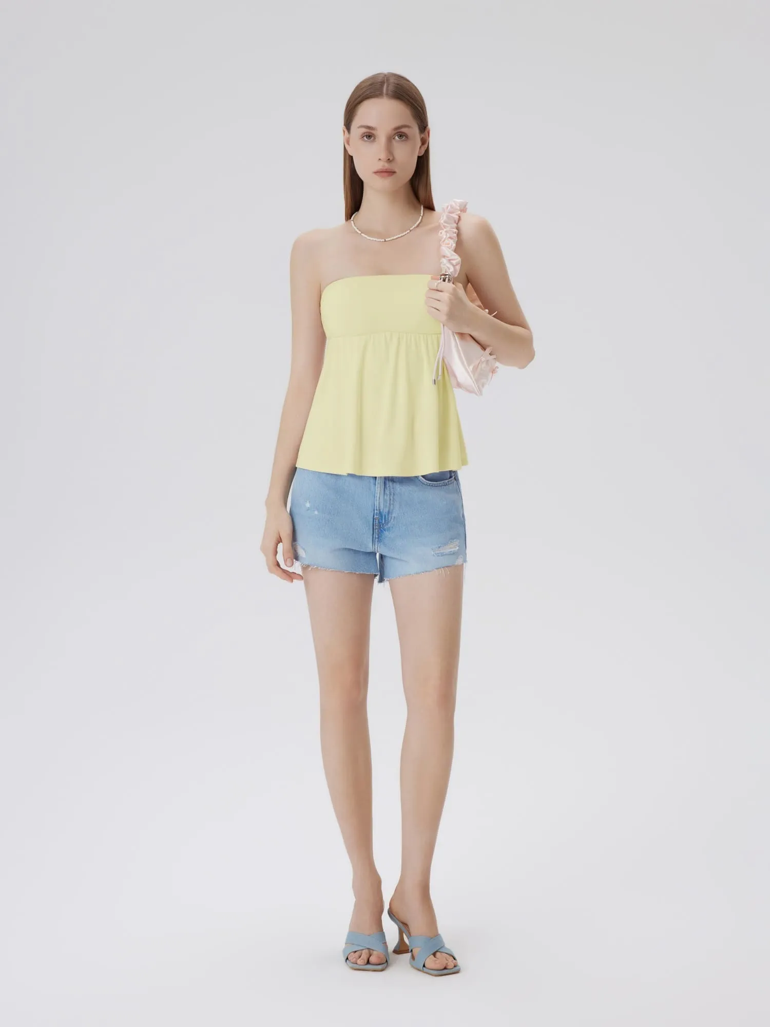 Babydoll Strapless Peplum Tank Tops - Image 34