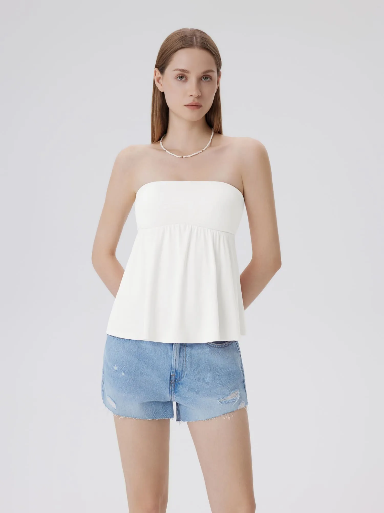 Babydoll Strapless Peplum Tank Tops - Image 36