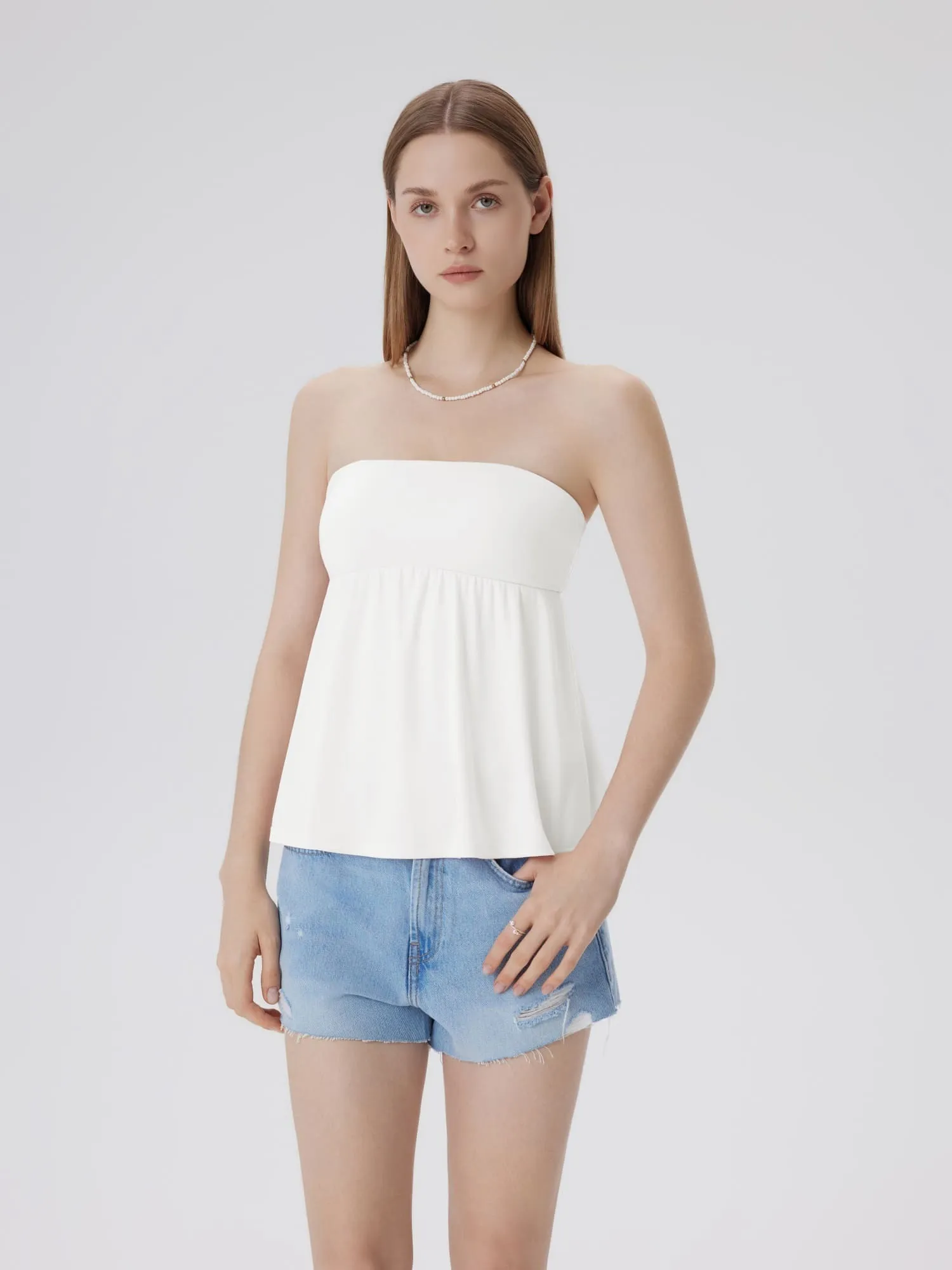 Babydoll Strapless Peplum Tank Tops - Image 37