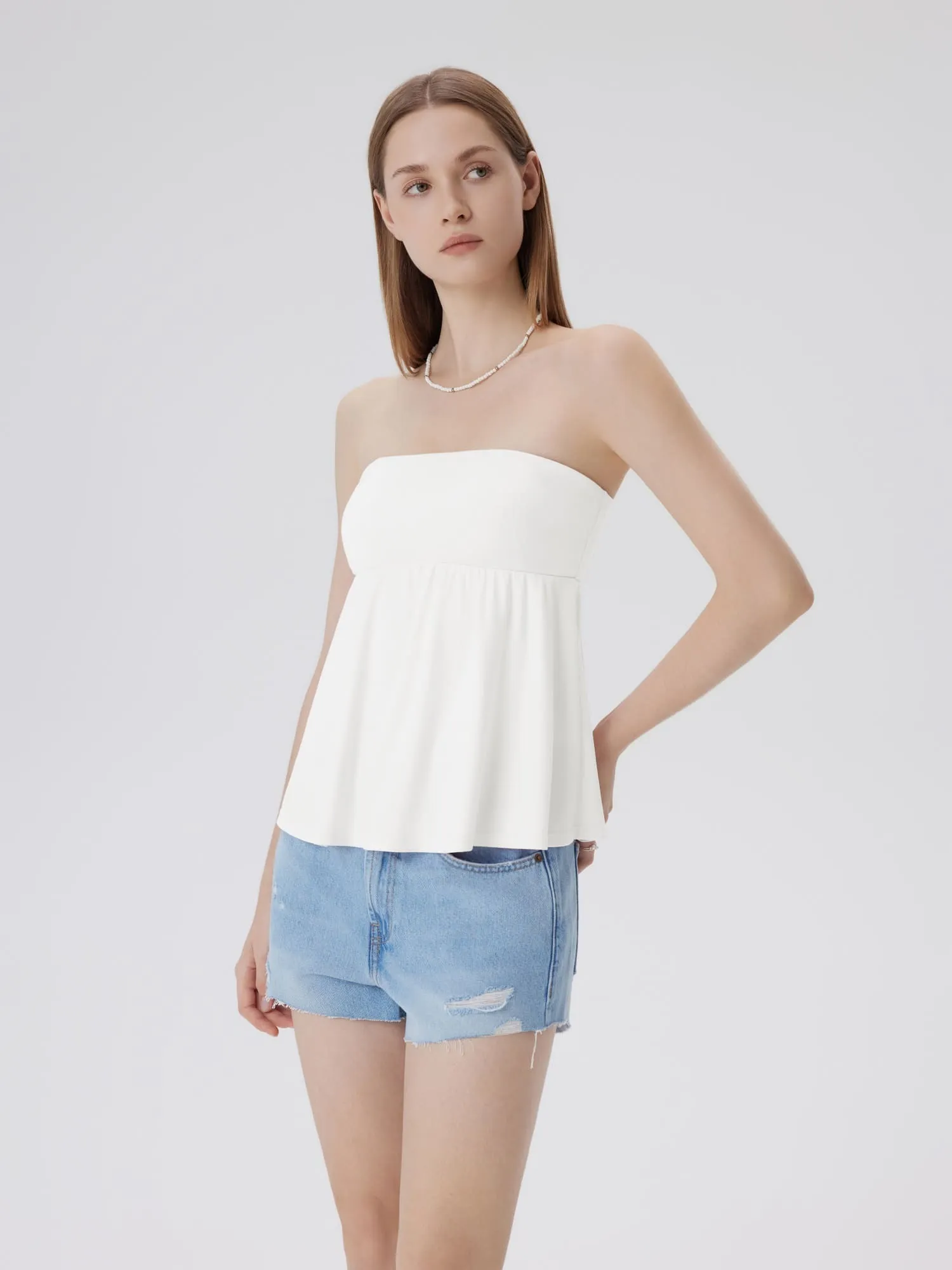Babydoll Strapless Peplum Tank Tops - Image 38