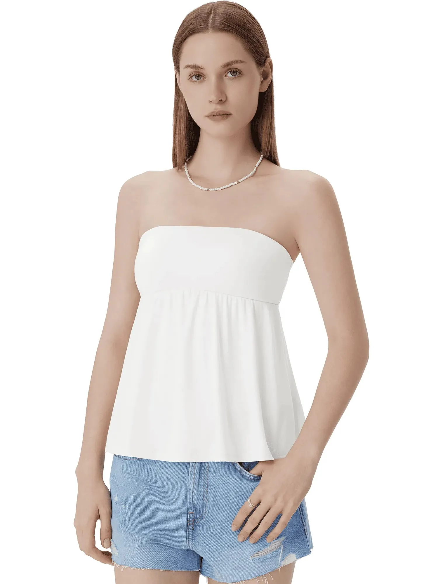 Babydoll Strapless Peplum Tank Tops - Image 41