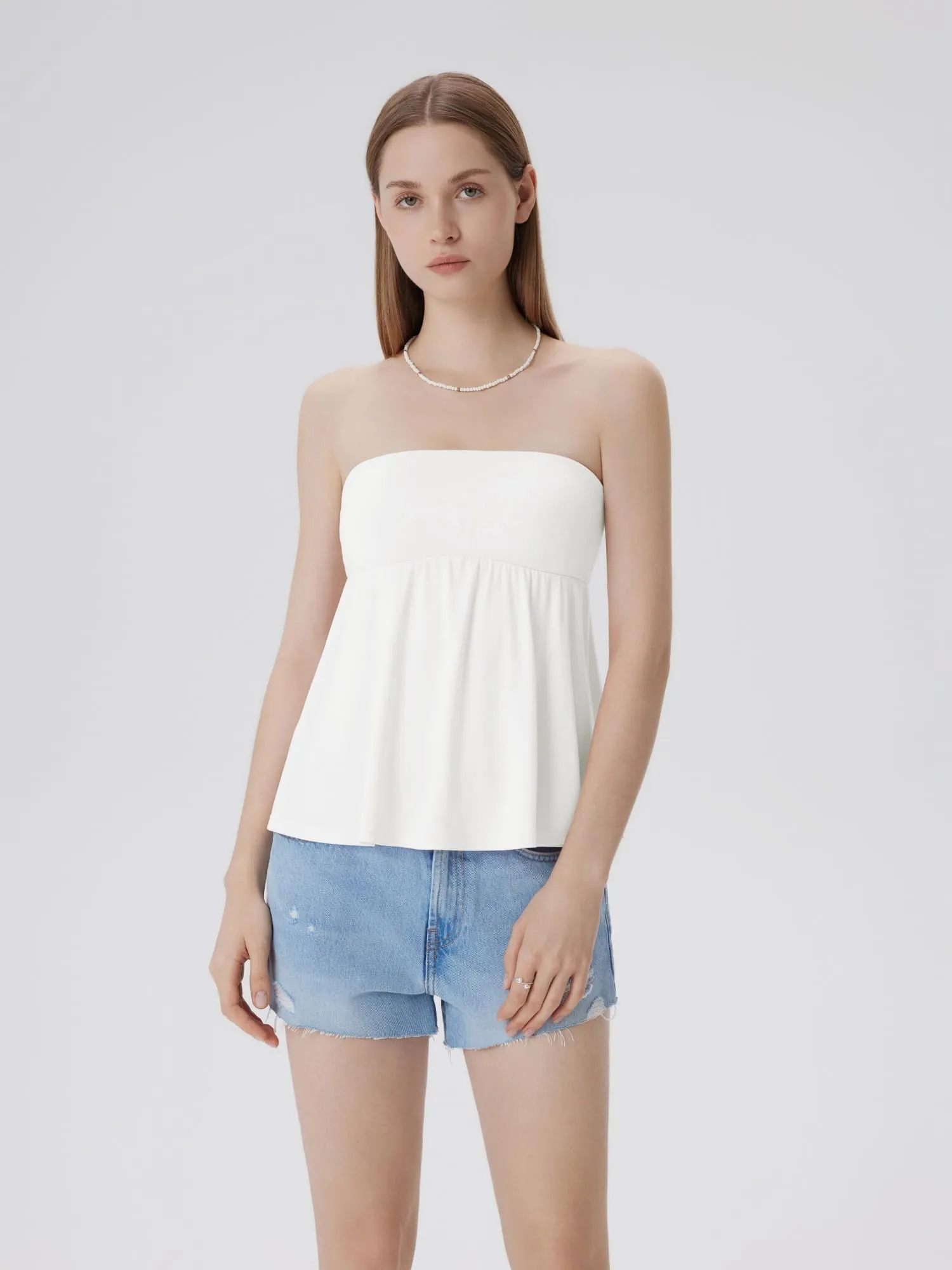 Babydoll Strapless Peplum Tank Tops - Image 42