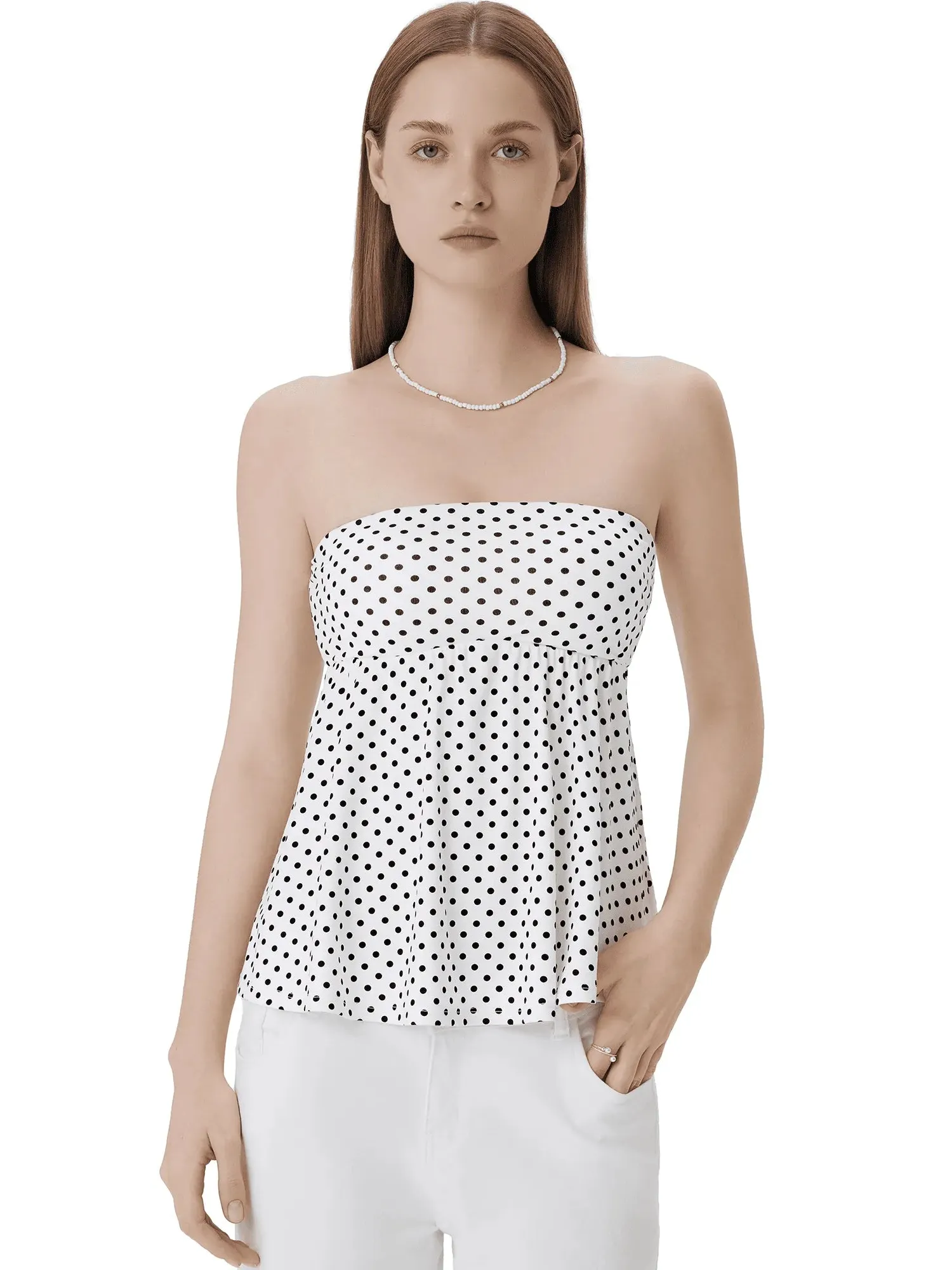 Babydoll Strapless Peplum Tank Tops - Image 5