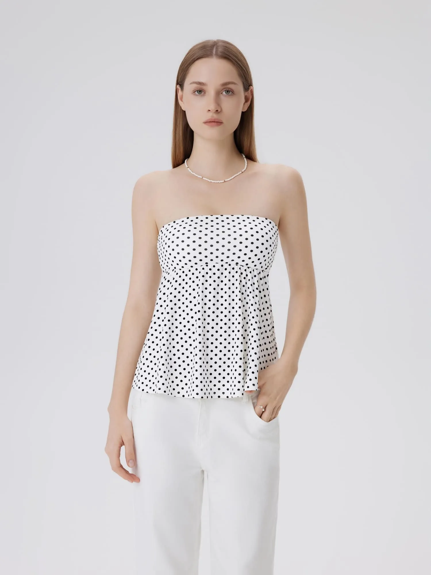 Babydoll Strapless Peplum Tank Tops - Image 7