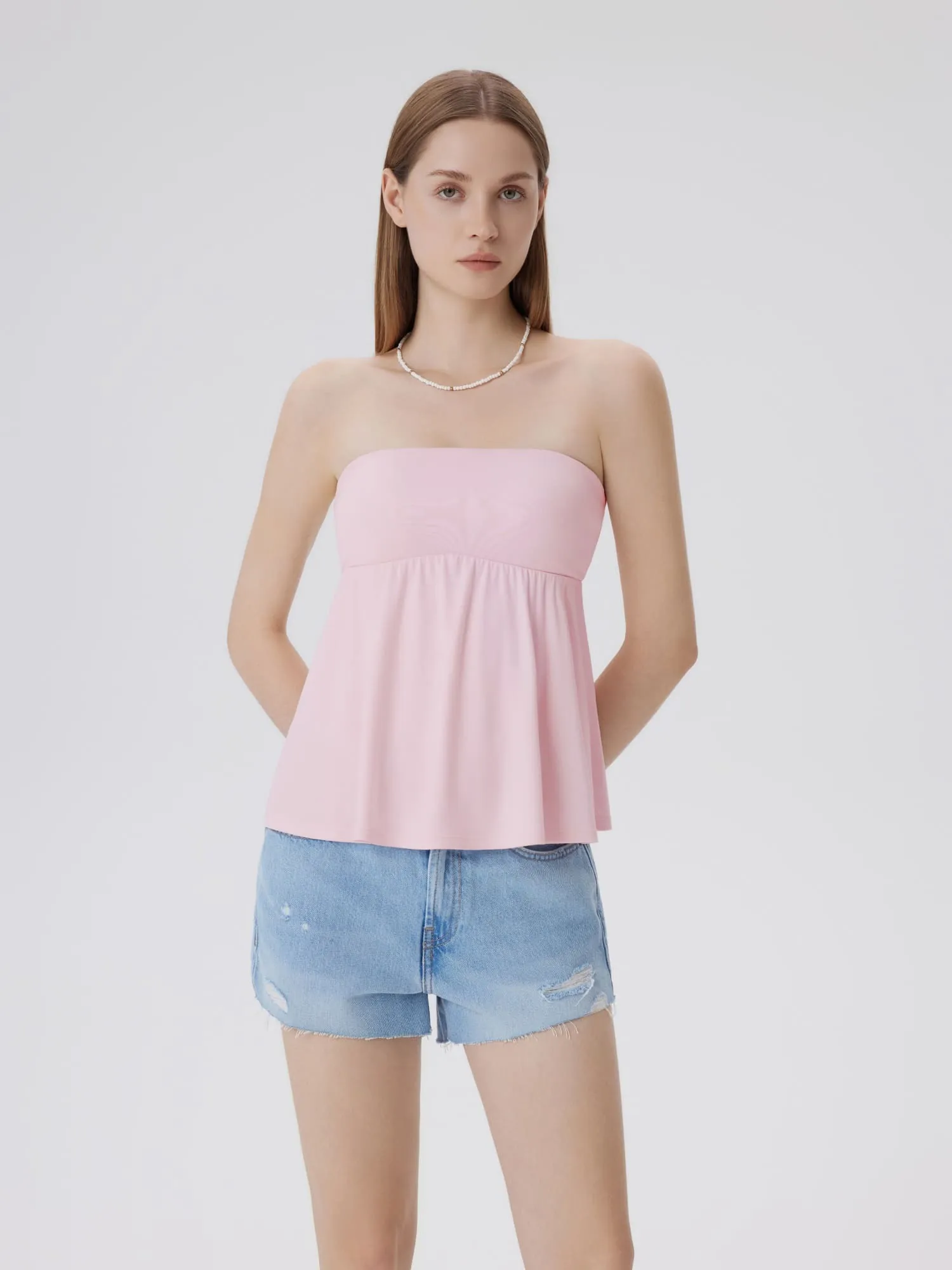 Babydoll Strapless Peplum Tank Tops - Image 9