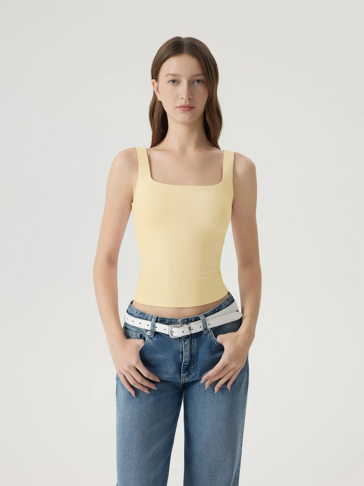 Square Neck Double Lined Backless Tank Top - Image 21
