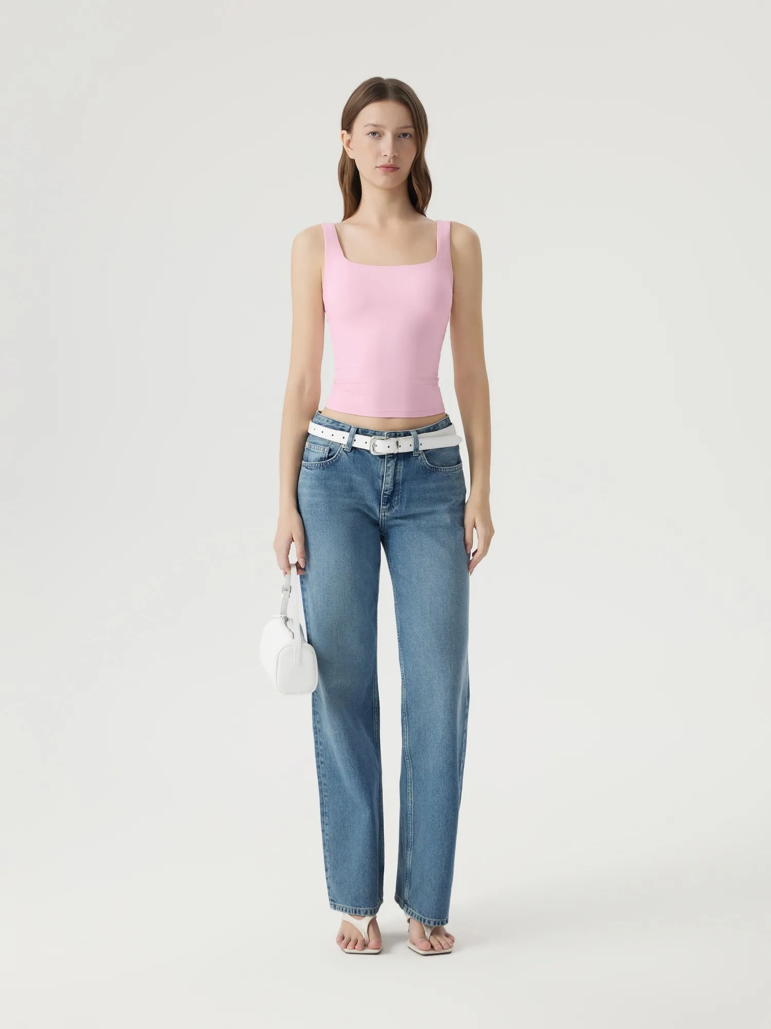 Square Neck Double Lined Backless Tank Top - Image 42
