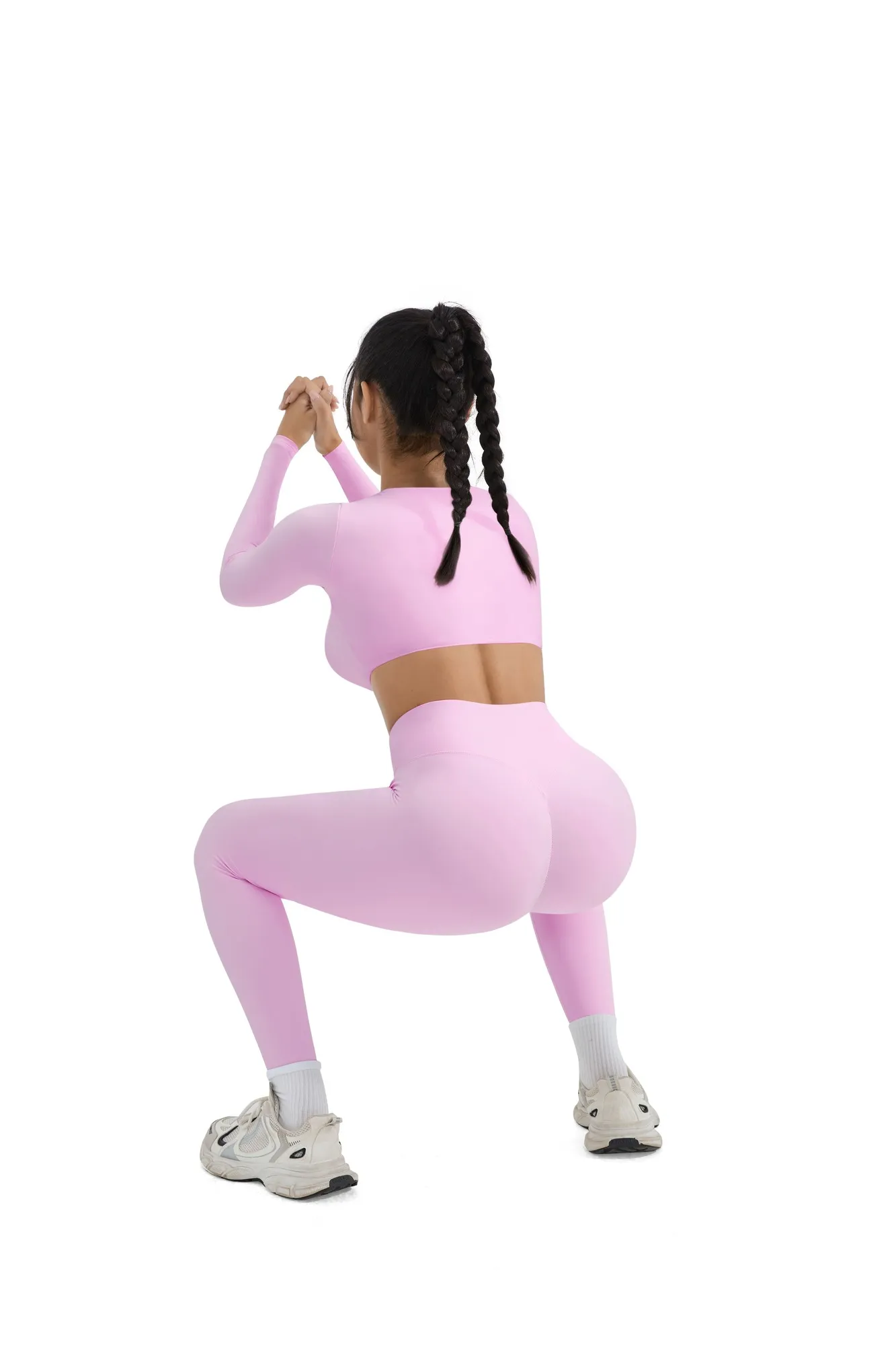 Square Neck Long Sleeve Workout Set - Image 21