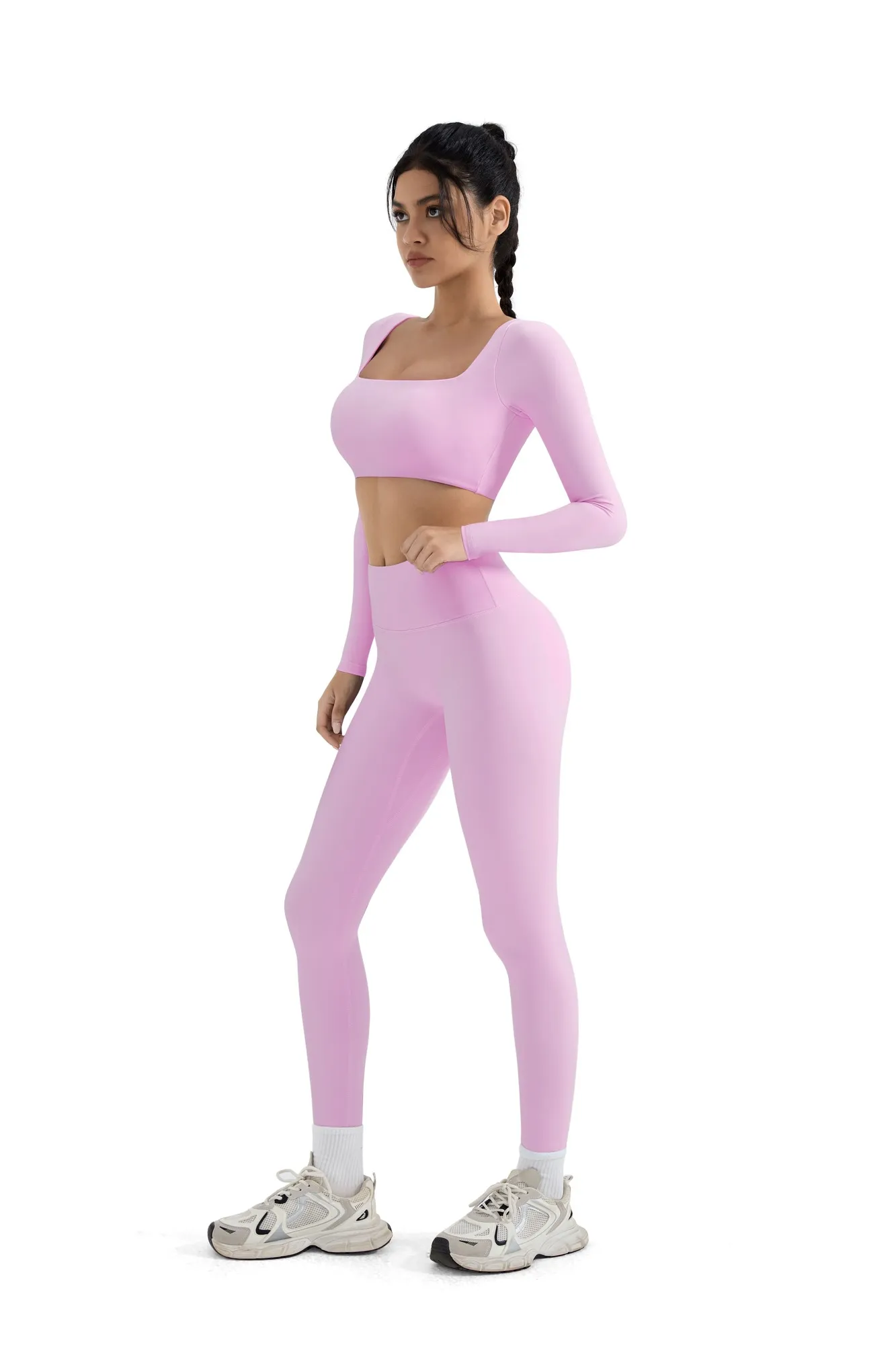 Square Neck Long Sleeve Workout Set - Image 22