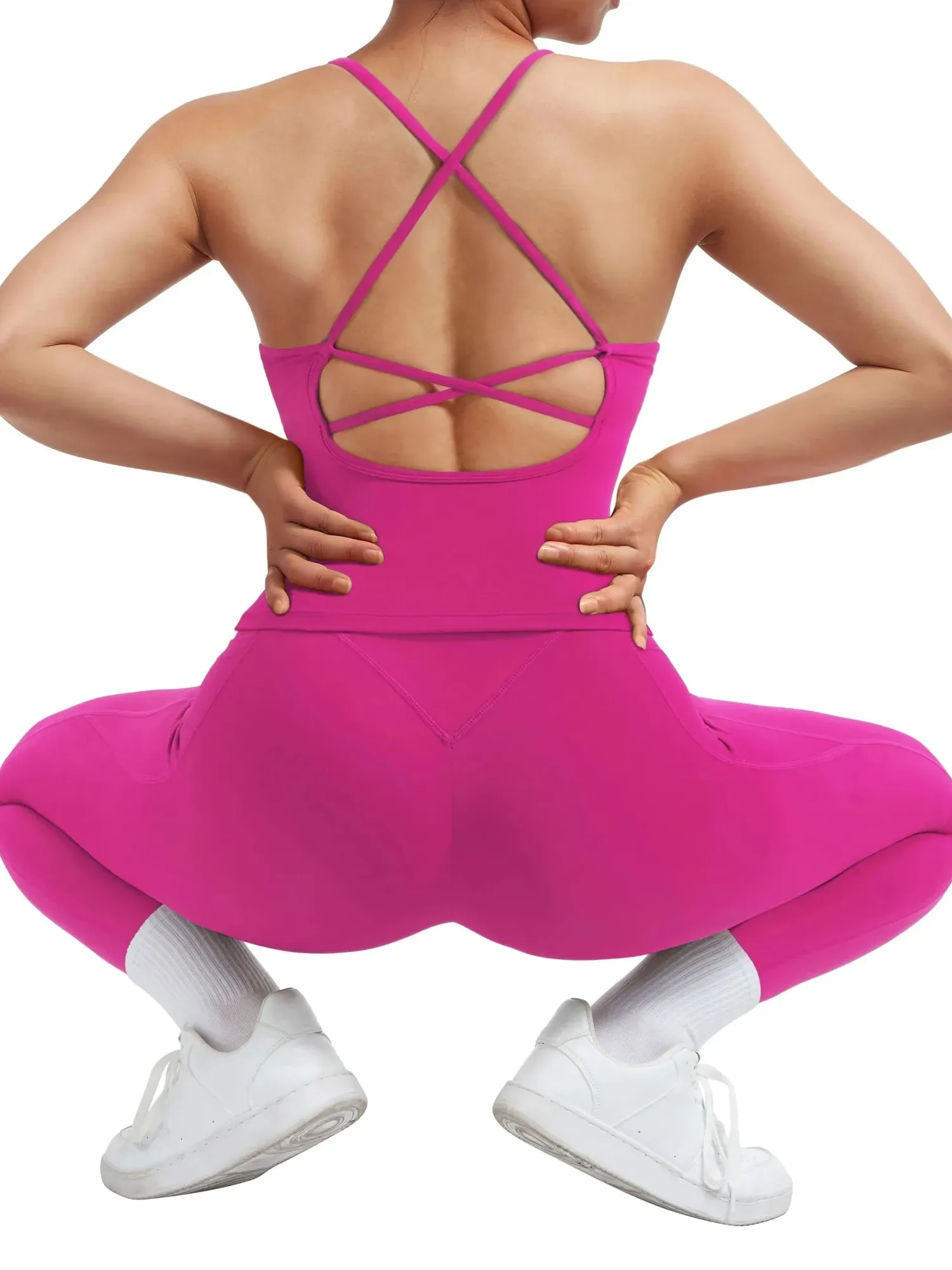 Strappy V Neck Tank Top Workout Set - Image 10