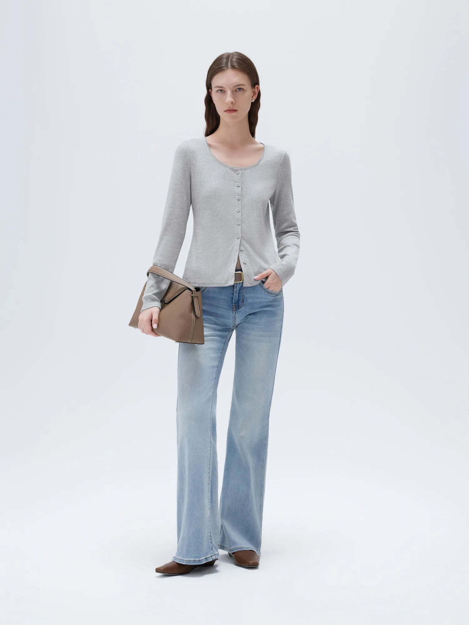Cotton Ribbed Lace Crew Neck Shirt - Long Sleeve - Image 21