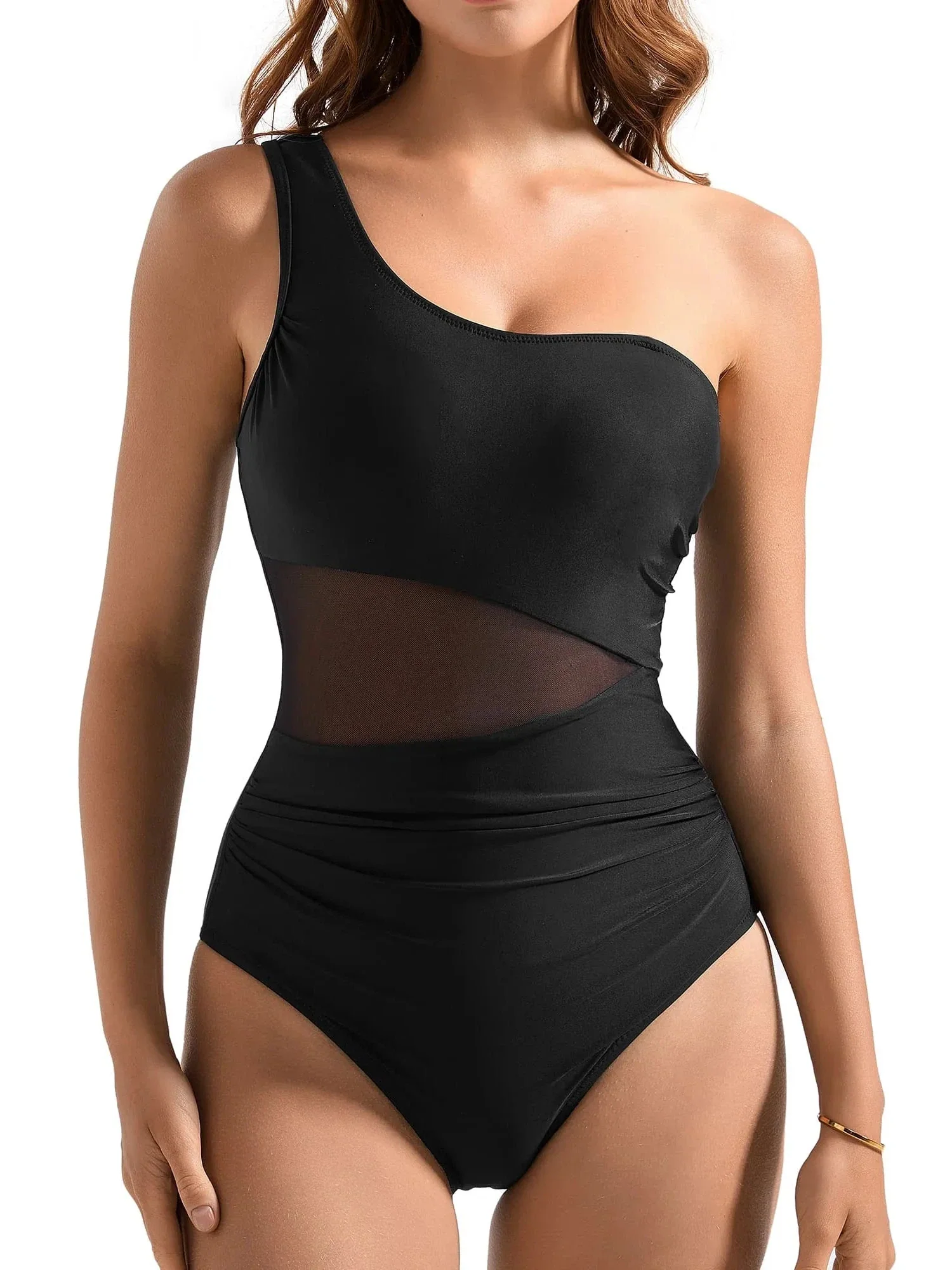 Mesh One Shoulder Swimsuit - Image 7