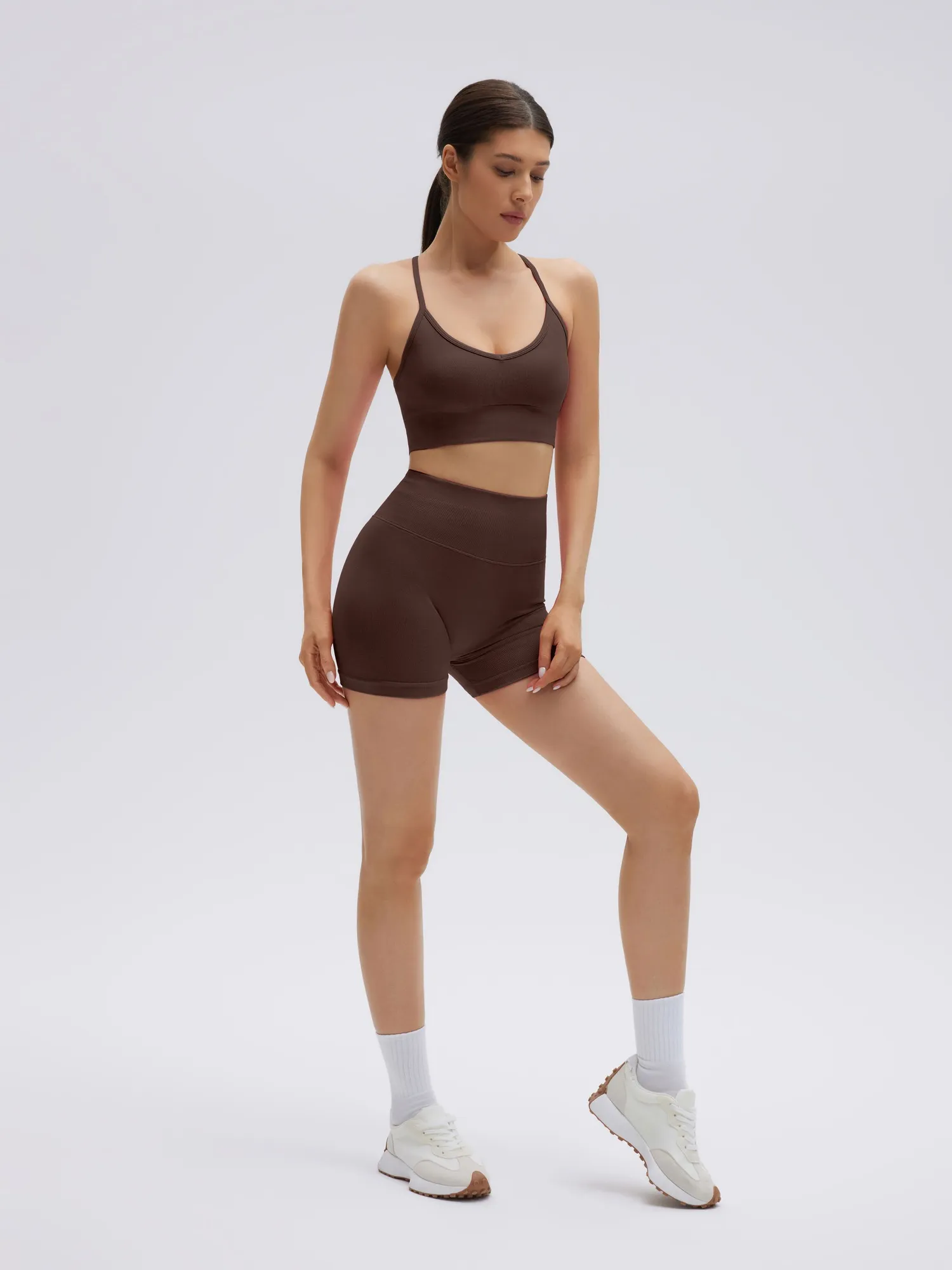 Criss Cross Sports Bra Seamless 2 Piece Workout Sets - Image 15