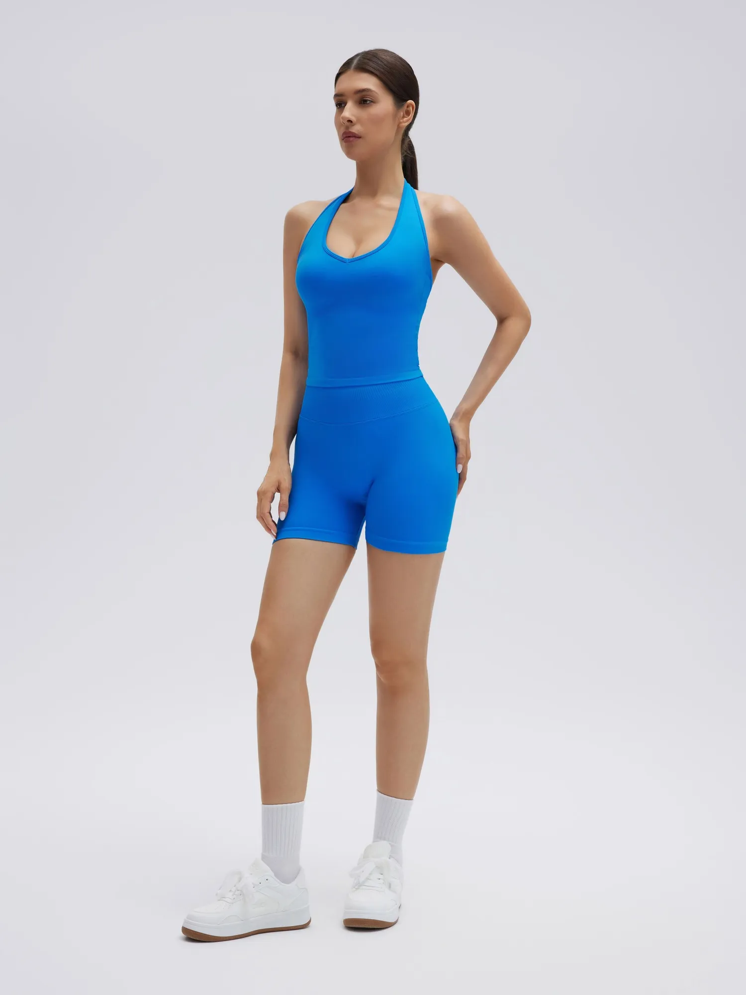 Backless Padded Halter 2 Piece Athletic Workout Sets - Image 2
