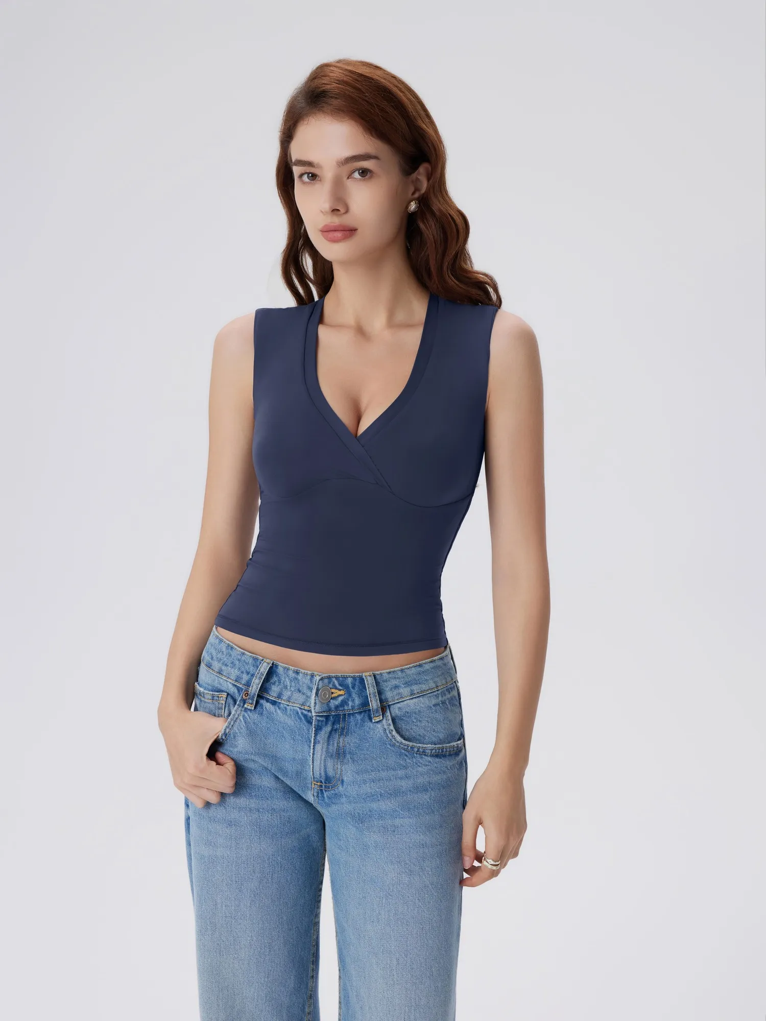 V Neck Double Lined Camisole Tank Tops - Image 33