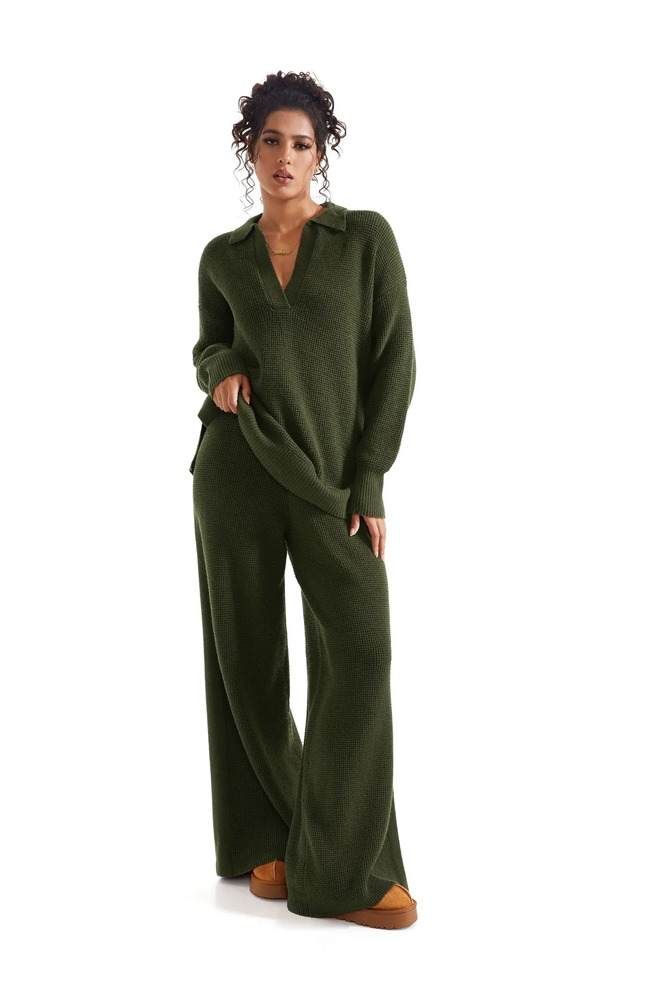 Waffle Knit Sweater Lounge Set - Image 14