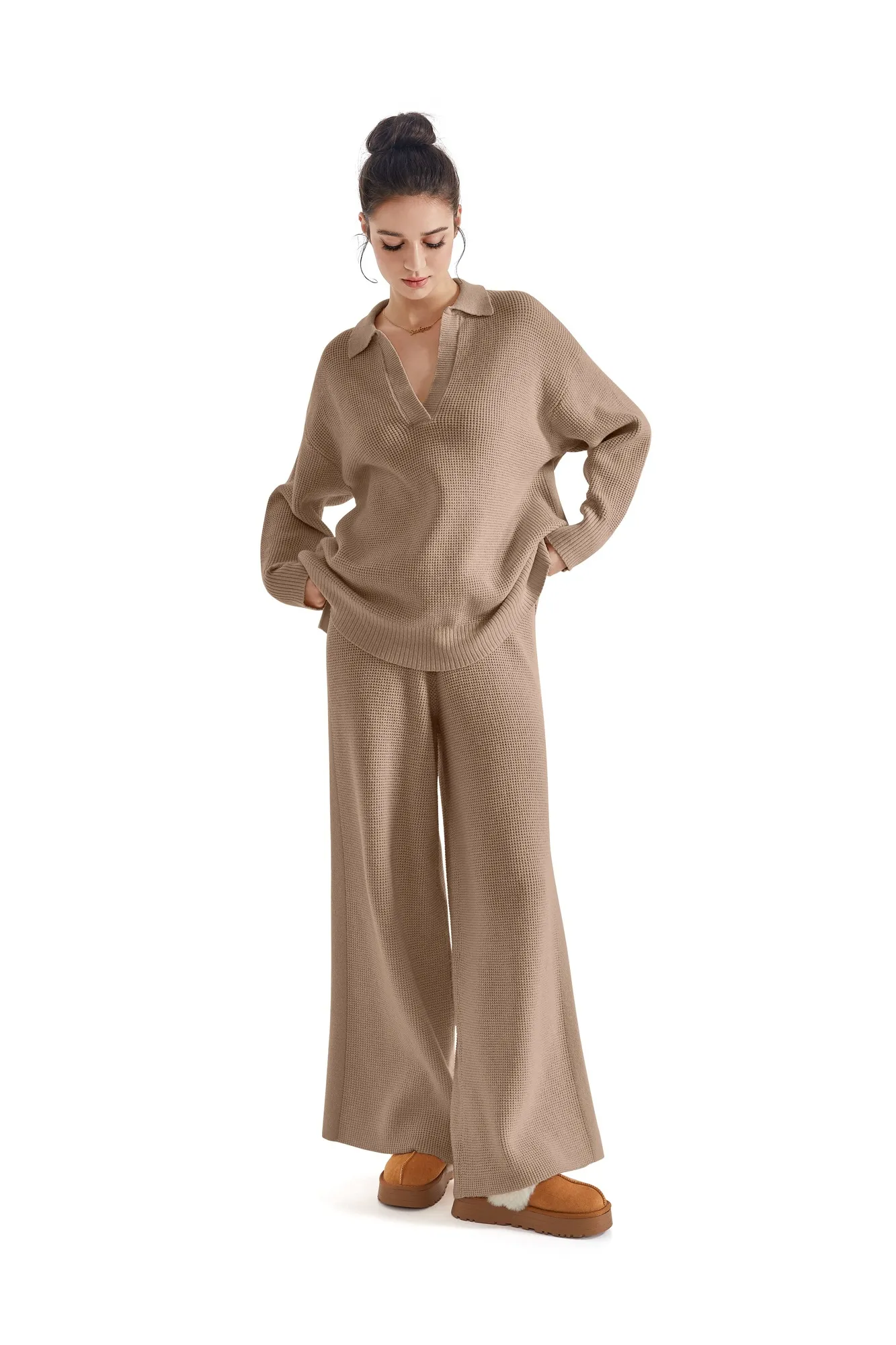Waffle Knit Sweater Lounge Set - Image 36