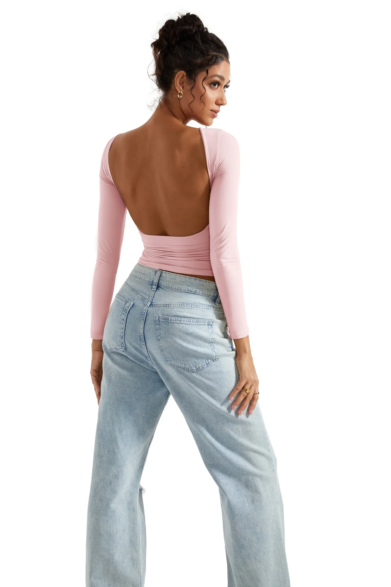 Buttery Soft Open Back Shirt - Long Sleeve - Image 24