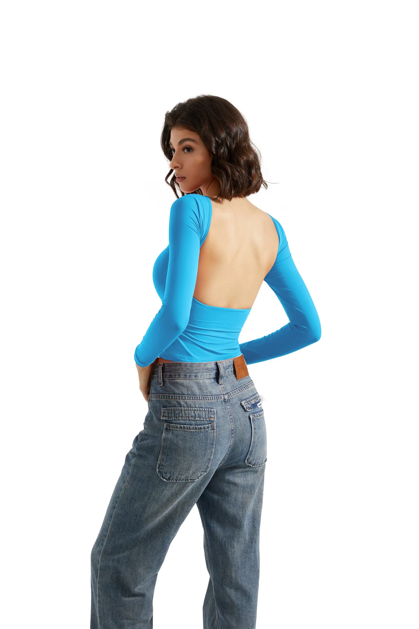 Buttery Soft Open Back Shirt - Long Sleeve - Image 37